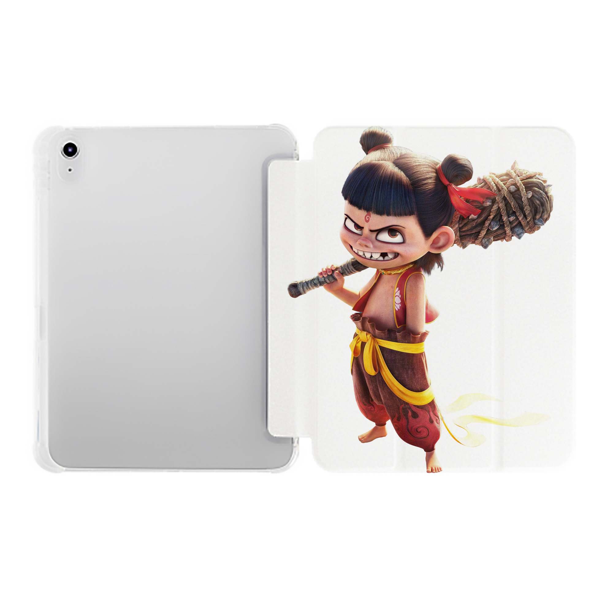 （画像用） Ne Zha 2 ナタ 魔童の大暴れ IPad ケース ペン収納付き 三つ折りスタンド PUレザー×シリコン 対応機種9.5/10.5/10.9インチ
